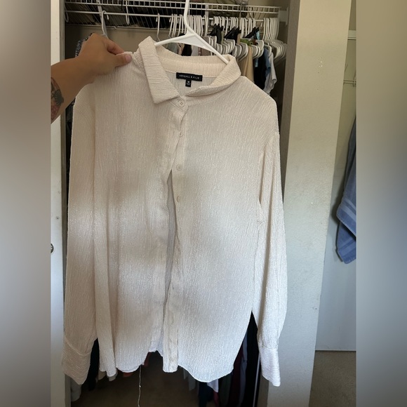 Kendall & Kylie Tops - Kendall & Kylie White Shimmer Button Up.